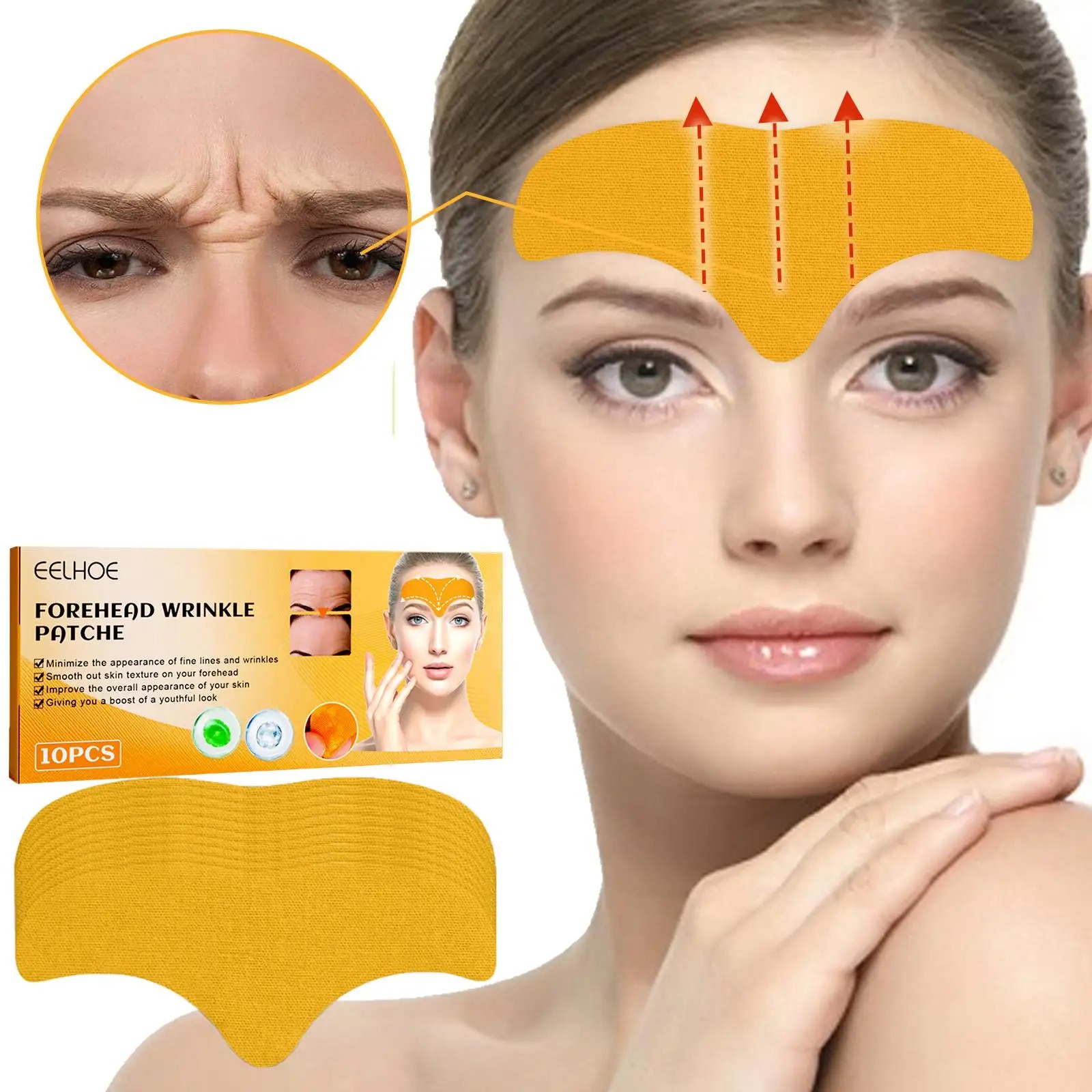 Skincare Glad2Glow - Tempelan kerut dahi 10 buah/boks, Stiker